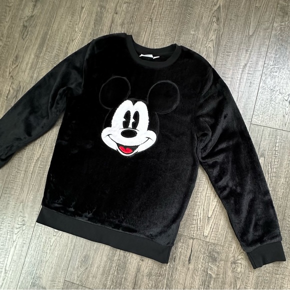 Disney Parks Velour Plush Fleece Mickey Mouse Pullover Sweater Sweatshirt Size S - Picture 2 of 7